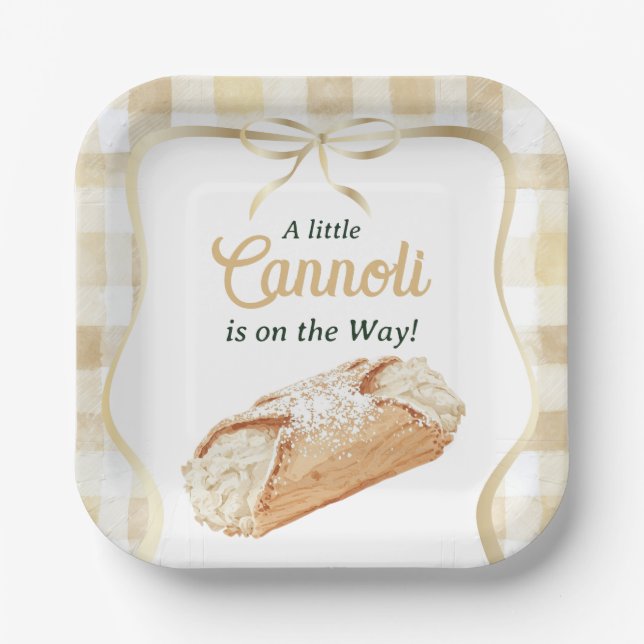 Sweet Cannoli Neutral Beige Italian Baby Shower Pappteller (Vorderseite)