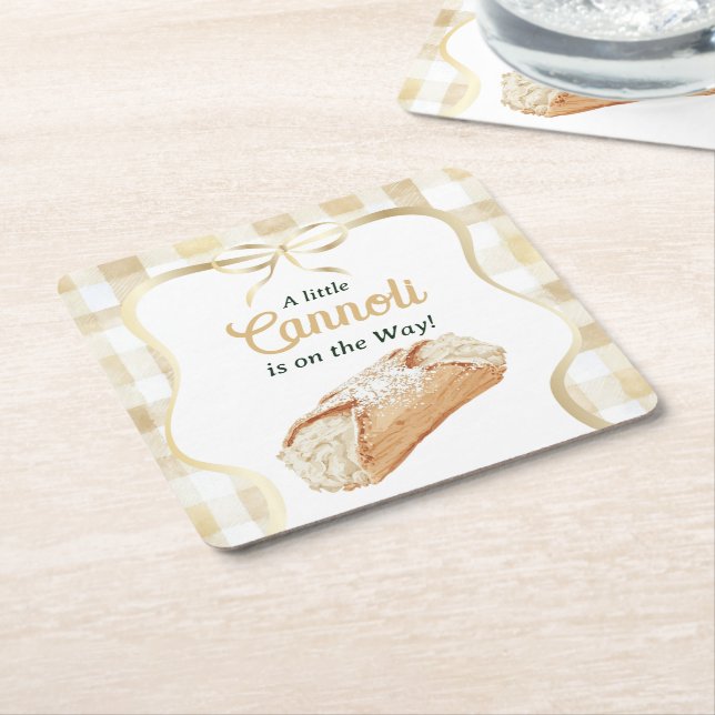 Sweet Cannoli Neutral Beige Italian Baby Shower Rechteckiger Pappuntersetzer (angewinkelt)