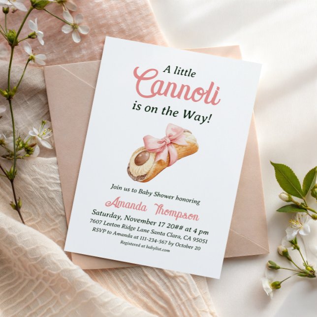 Sweet Cannoli Pink Bow Girl Italian Baby Shower Einladung (Von Creator hochgeladen)