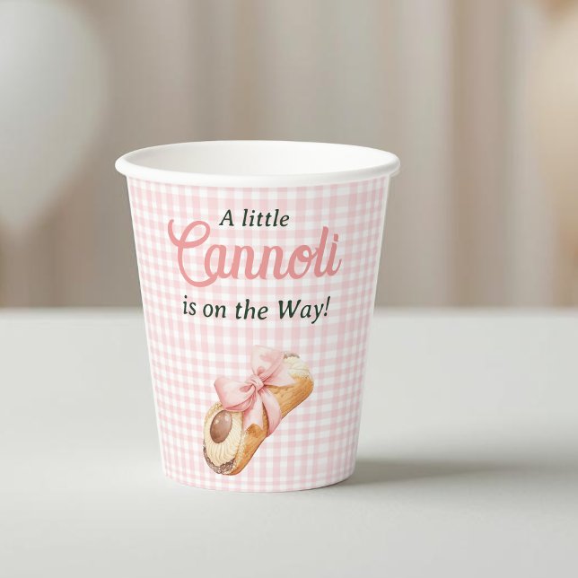 Sweet Cannoli Pink Bow Girl Italian Baby Shower Pappbecher (Von Creator hochgeladen)