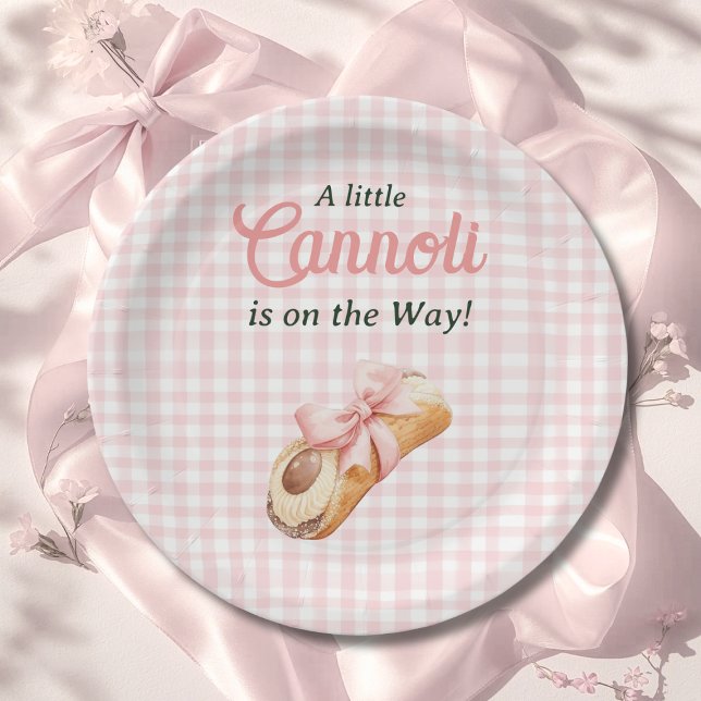 Sweet Cannoli Pink Bow Girl Italian Baby Shower Pappteller (Von Creator hochgeladen)