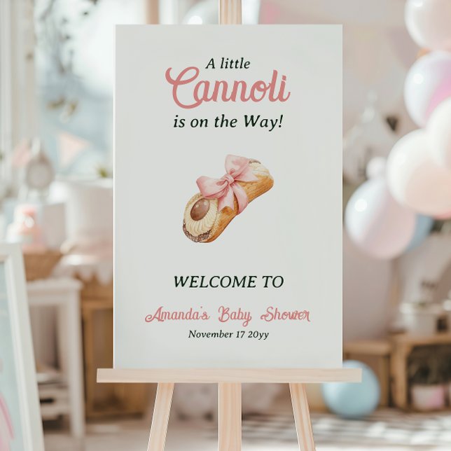 Sweet Cannoli Pink Bow Girl Italian Baby Shower Poster (Von Creator hochgeladen)