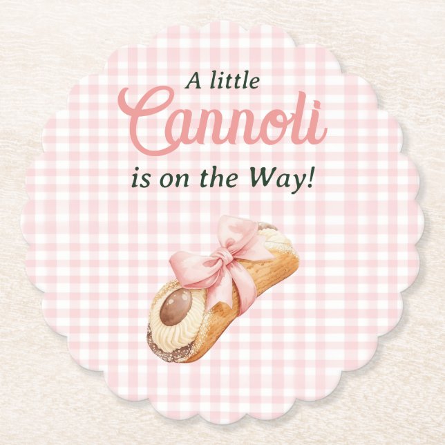 Sweet Cannoli Pink Bow Girl Italian Baby Shower Untersetzer (Vorderseite)