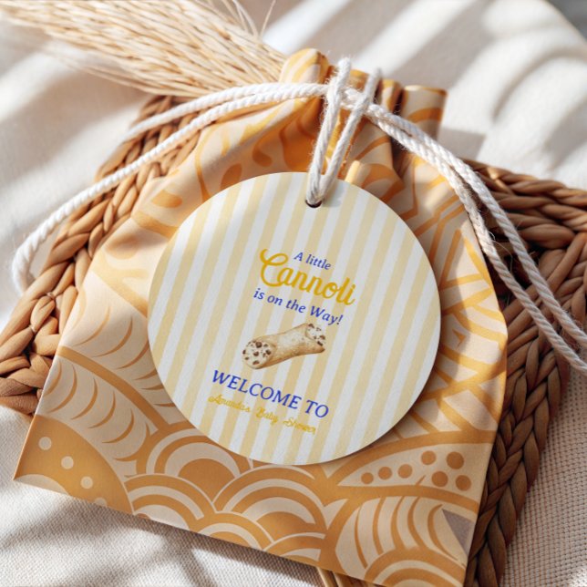 Sweet Cannoli Yellow Blue Italian Baby Shower Geschenkanhänger (Von Creator hochgeladen)
