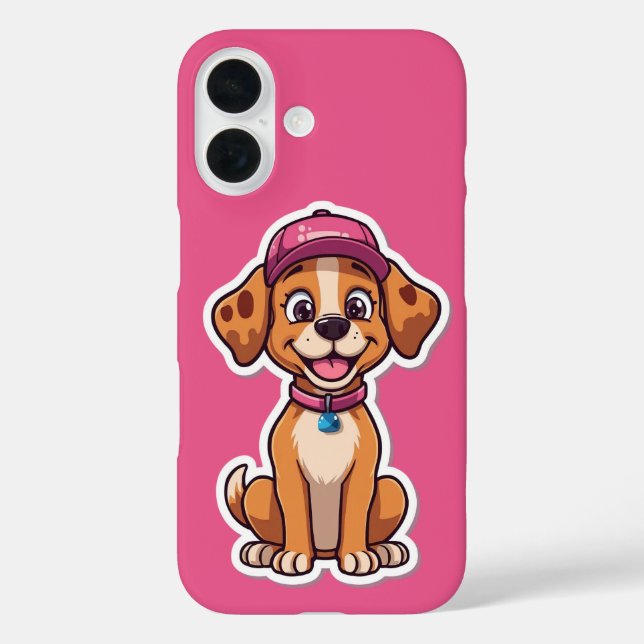Sweet Cartoon Dog - Happy Puppy in Cap Sticker Case-Mate iPhone Hülle (Rückseite)