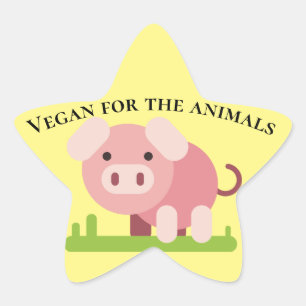 Sweet Cartoon Pig mit Pro Vegan Message Stern-Aufkleber
