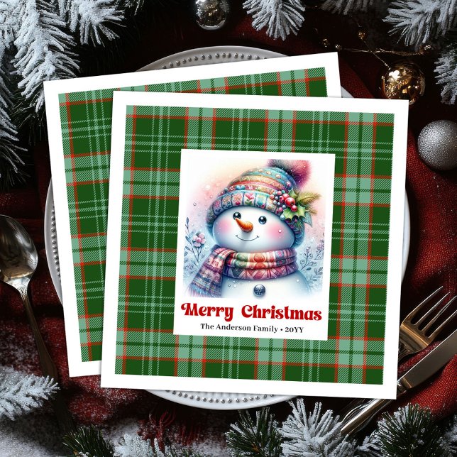 Sweet cartoon snowman watercolor kids napkins  serviette (Sweet cartoon snowman watercolor kids napkins )