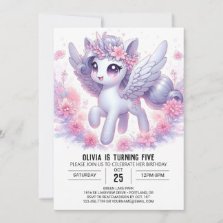 Sweet Cartoon Unicorn Digitaler Geburtstag Einladung