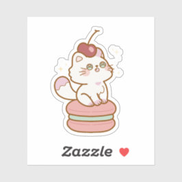 Sweet Cat auf Macaron Niedlich Aufkleber