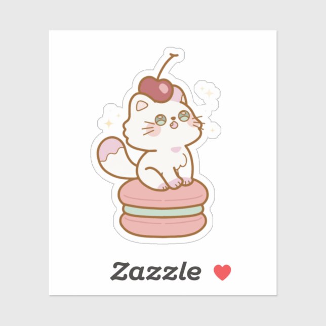 Sweet Cat auf Macaron Niedlich Aufkleber (Blatt)