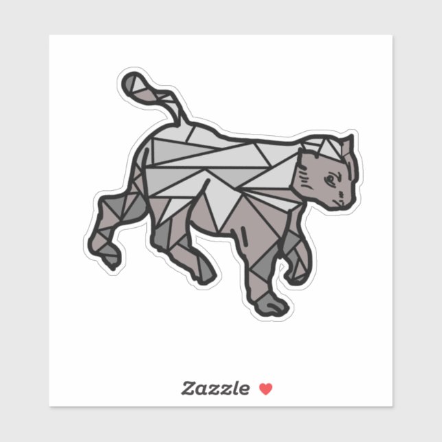 Sweet Cat Geometric Simple Lines White and Black Aufkleber (Blatt)