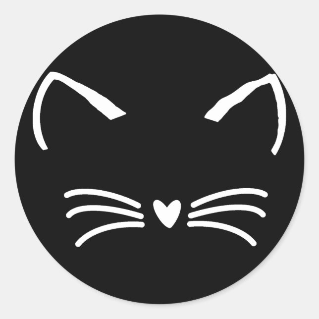 Sweet Cat Kitten Face Runder Aufkleber (Vorderseite)