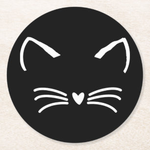 Sweet Cat Kitten Face Runder Pappuntersetzer