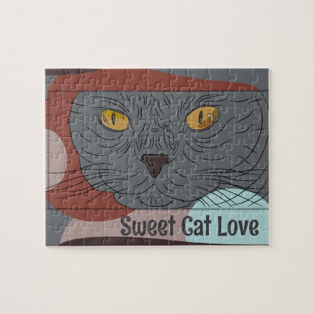 Sweet Cat Liebe drucken Puzzle (Horizontal)