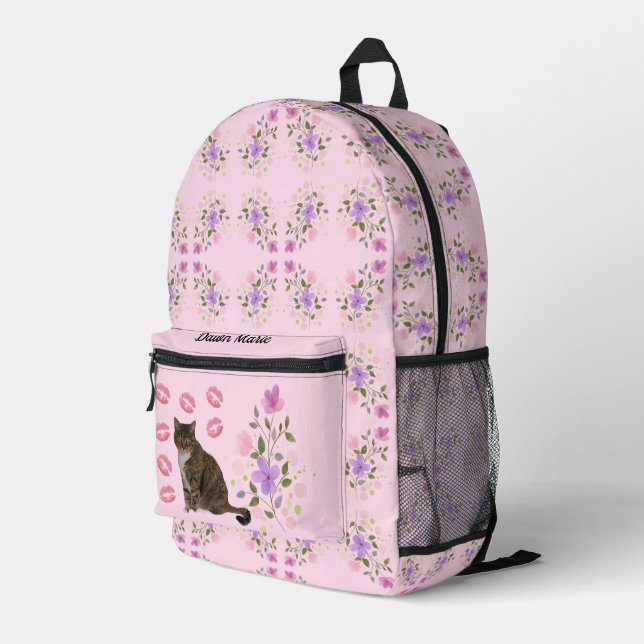 Sweet Cat und Blume Rosa Rucksack (Rückseitige Ecke Rechts)