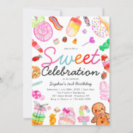 Sweet Celebration Candy Kids Candyland Birthday Einladung