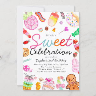 Sweet Celebration Candy Kids Candyland Birthday Einladung