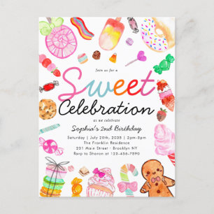 Sweet Celebration Candy Kids Candyland Birthday Postkarte