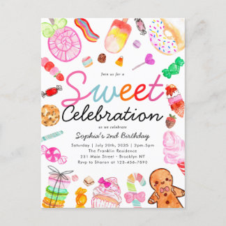 Sweet Celebration Candy Kids Candyland Birthday Postkarte