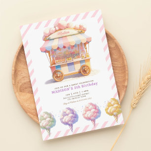 Sweet Celebration Cotton Candy Girls Geburtstag Einladung