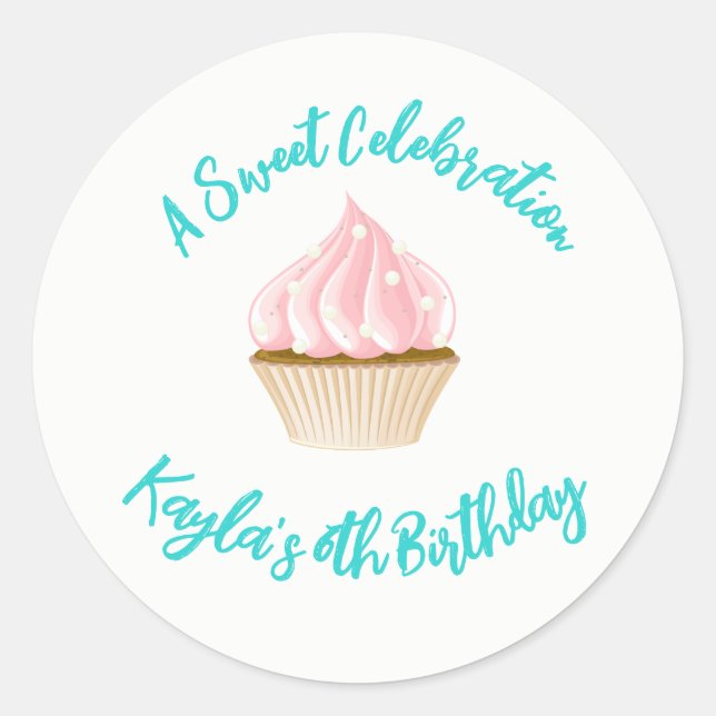 Sweet Celebration Cupcake Runder Aufkleber (Vorderseite)