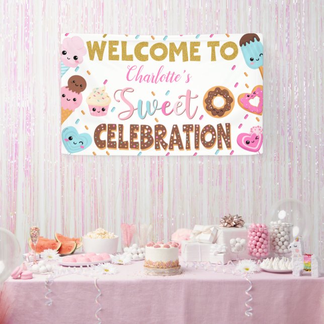 Sweet Celebration Donut Birthday Willkommen Banner (Party)
