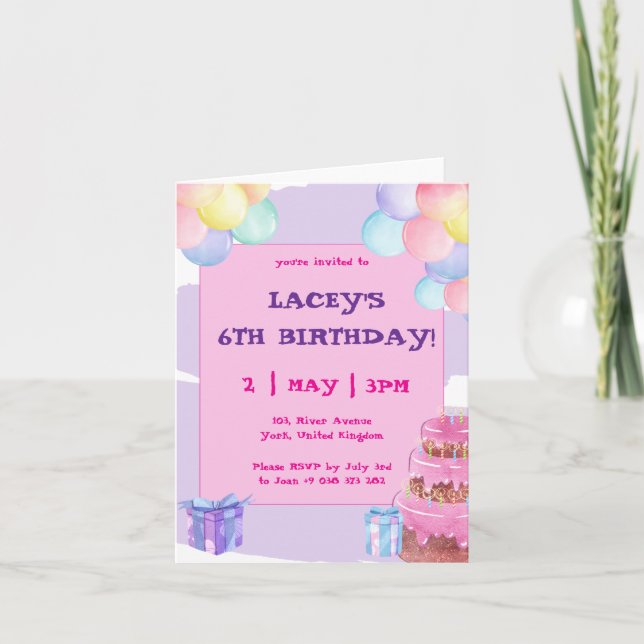 Sweet Celebration Folded Birthday Einladung (Vorderseite)