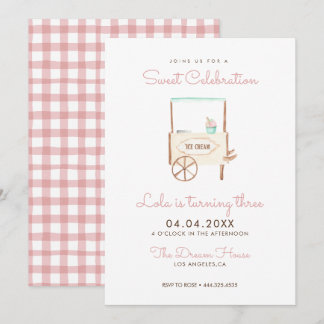 Sweet Celebration Ice Creme Pink Geburtstag Einladung