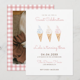 Sweet Celebration Ice Creme Pink Geburtstag Einladung