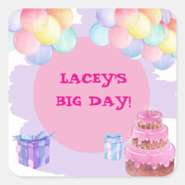 Sweet Celebration: Lila Geburtstag Quadratischer Aufkleber
