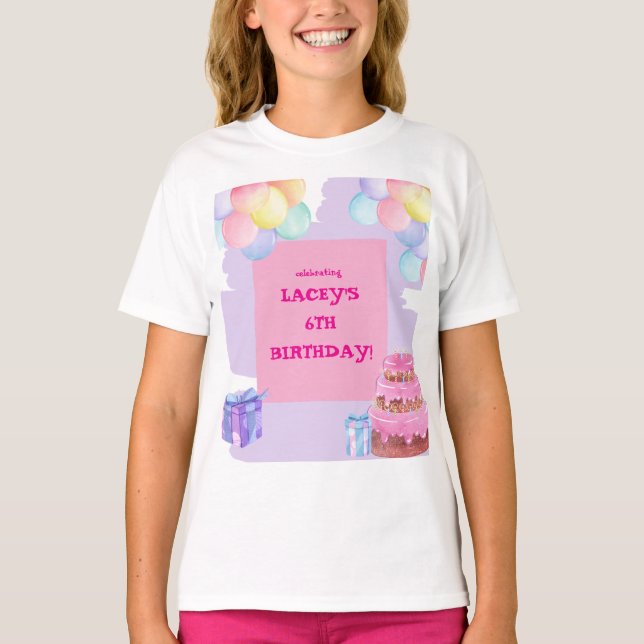 Sweet Celebration: Lila und rosa Geburtstag T-Shirt (Vorderseite)