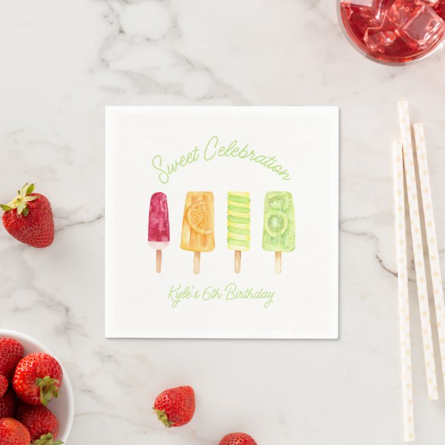 Sweet Celebration Popsicle Birthday Party Serviette (Beispiel)