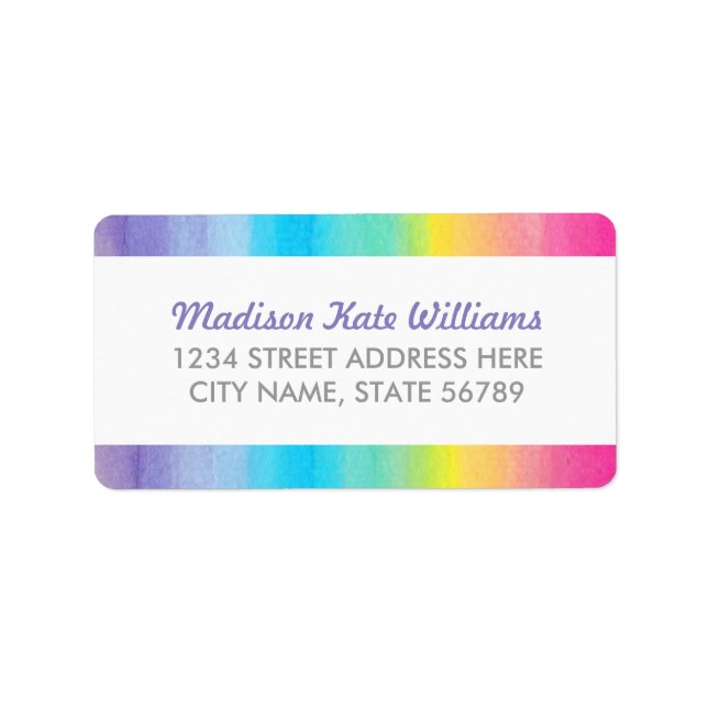 Sweet Celebration Watercolor Rainbow Address Label Adressaufkleber (Vorne)
