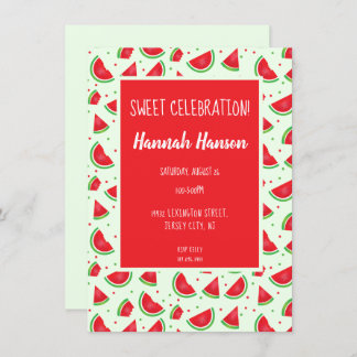 Sweet Celebration Watermelon Muster Grün Einladung