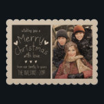 SWEET CHALKBOARD | URLAUB FOTO GREETING CARD FEIERTAGSKARTE<br><div class="desc">SWEET,  RUSTIK 2014 FERIENKARTE FOTO GREETING CARD MIT SCHWARZ CHALKBOARD DESIGN. ELKE CLARKE© HANDSCHRIFTLICHE TEXT-SCHRIFTART MIT DEN WORTEN "WISHING YOU A MERRY CHRISTMAS with LIEBE from UNSERE FAMILIE TO YOURS" UND NIEDLICH HEARTS PATTERN. DREI FOTOKOLLAGE. EINE AUF DER VORDERSEITE UND ZWEI AUF DER KARTE.</div>
