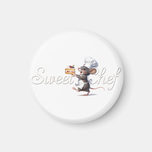 "Sweet Chef" Maus-Logo-Illustration Magnet (Vorne)