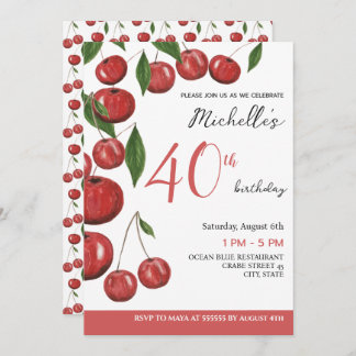 Sweet Cherries Aquarellbilder Geburtstag in Einladung