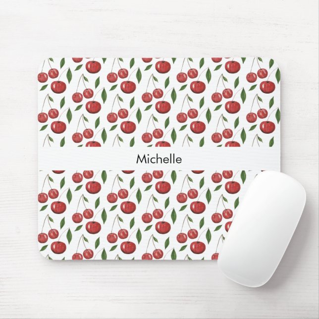 Sweet Cherries Aquarellbilder Mit Monogramm Mousepad (Mit Mouse)