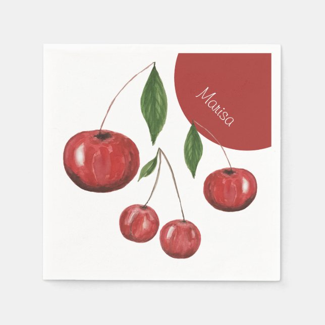 Sweet Cherries Aquarellbilder Serviette (Vorderseite)