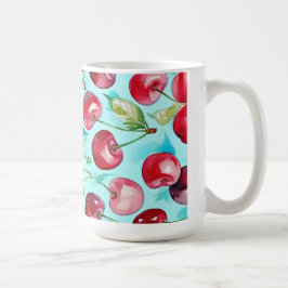 Sweet cherries colorful watercolor cherry art  kaffeetasse