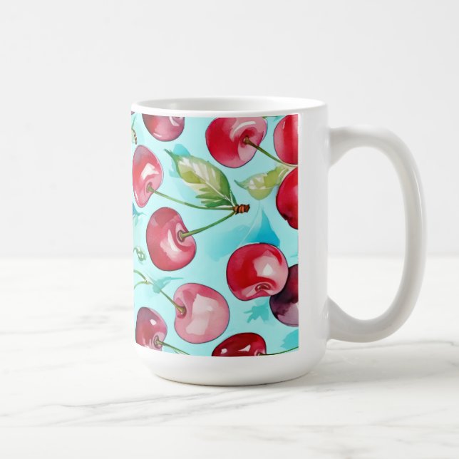 Sweet cherries colorful watercolor cherry art  kaffeetasse (Rechts)