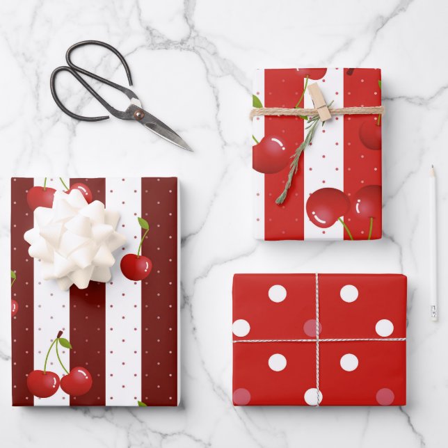Sweet Cherries Decoupage Geschenkpapier Set (Vorderseite)