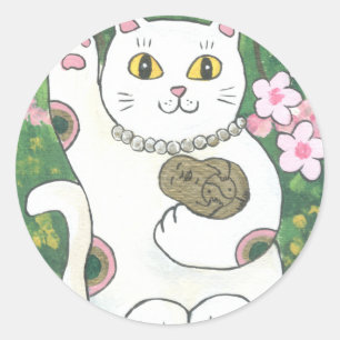 Sweet Cherry Blossom Neko Runder Aufkleber