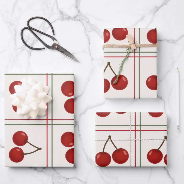 🎁 Sweet Cherry Holiday Gift Wrap Collection Geschenkpapier Set (Vorderseite)