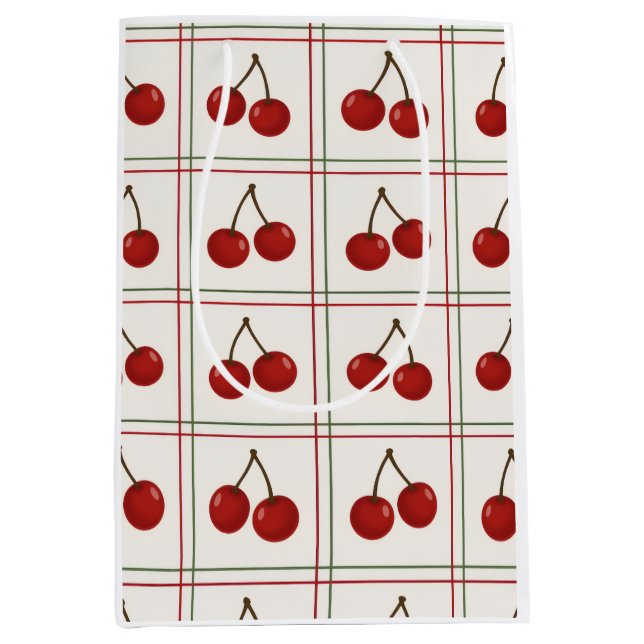 🎁 Sweet Cherry Holiday Gift Wrap Collection Mittlere Geschenktüte (Vorderseite)