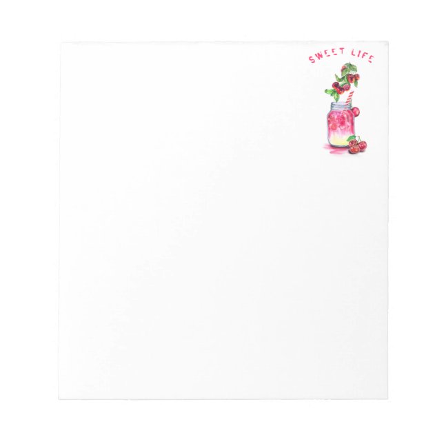 Sweet Cherry Juice Cool Drink Frucht Notepad Notizblock (Vorderseite)