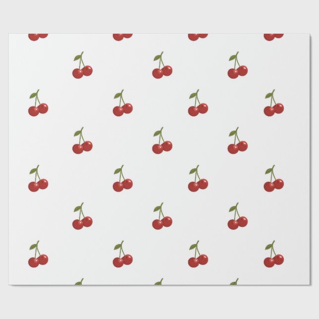 🍒 Sweet Cherry Minimal Elegant Tissue Paper Geschenkpapier (Flach)