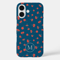 Sweet Cherry Muster auf dunkelblauem Monogramm