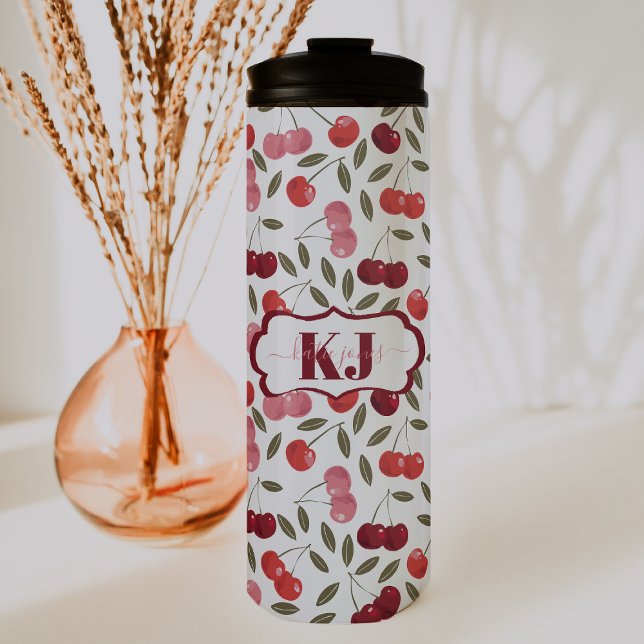 Sweet Cherry Muster | Monogramm Thermosbecher (Von Creator hochgeladen)