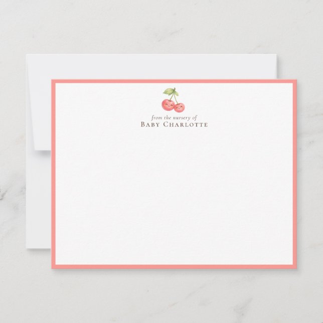 Sweet Cherry Nursery Flat Note Card Mitteilungskarte (Vorderseite)